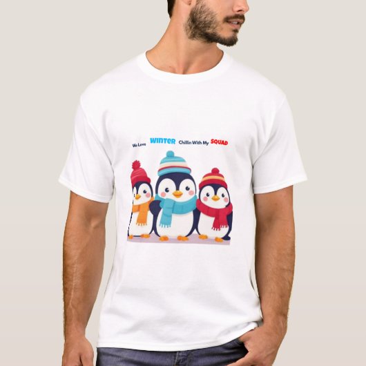 キュートな冬のペンギン 私たちは冬が大好き Tシャツ (正面)