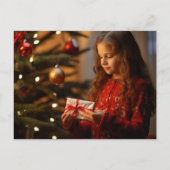 キュートな冬の女の子 クリスマスの感謝カード ポストカード (裏面)