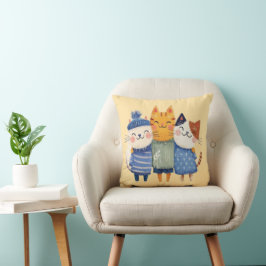 キュートな冬の猫のハグ枕 - あたたかなギフト クッション