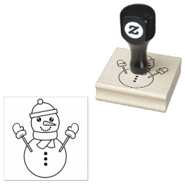 キュートな冬の雪だるまのキャラクターイラスト クリスマスの飾り ラバースタンプ