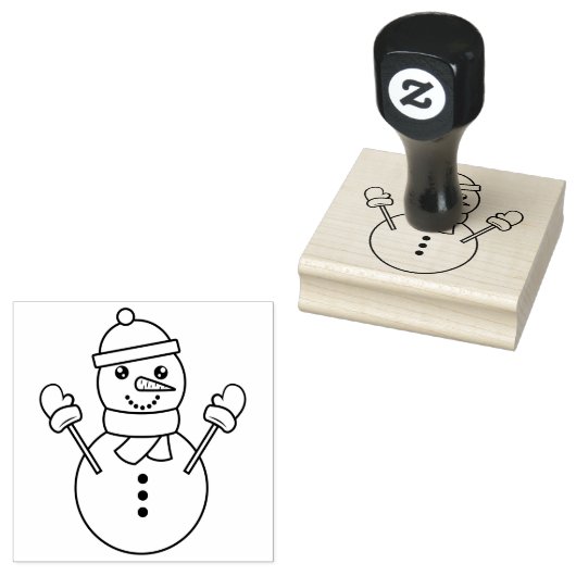 キュートな冬の雪だるまのキャラクターイラスト クリスマスの飾り ラバースタンプ (押印)