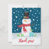 キュートな冬の雪だるま クリスマスの御礼 シーズンカード (正面)