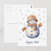 キュートな冬の雪だるま ジョワイユ ノエル ポストカード (正面/裏面)