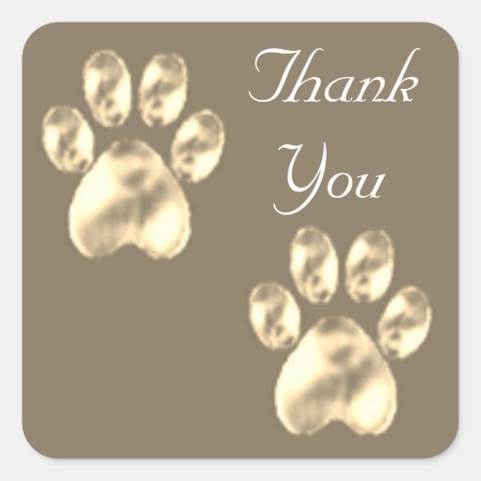 キュートな前足サンキュースクエアステッカー スクエアシール (正面)