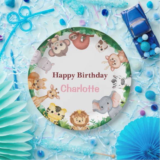 キュートな動物たちとのお誕生日パーティー ペーパープレート (パーティー)