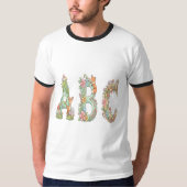 キュートな動物たちと森のアルファベット Tシャツ (正面)