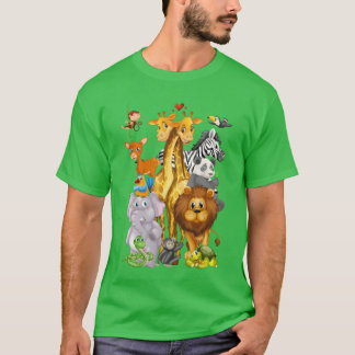 キュートな動物たち レトロ Zoo Tシャツ