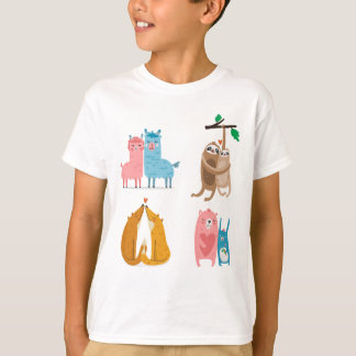 キュートな動物のカップル バレンタインTシャツ | ロマンチックカ Tシャツ