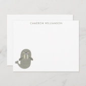 キュートな北極セイウチ文パーソナライズされた房具 ノートカード (正面/裏面)