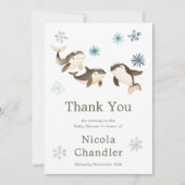 キュートな北極鯨の赤ちゃんシャワー サンキューカード (正面)