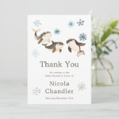 キュートな北極鯨の赤ちゃんシャワー サンキューカード (スタンド正面)