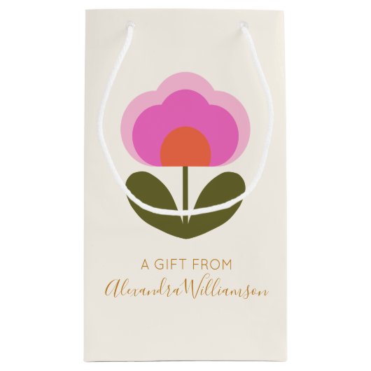 キュートな北欧パーソナライズされたの花が贈り物 スモールペーパーバッグ (裏面)