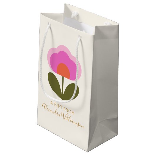 キュートな北欧パーソナライズされたの花が贈り物 スモールペーパーバッグ (裏面アングル)