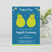 キュートな双子アクイカの「Perfect Pair Cute Pear Twins Aqiqah」 招待状 (スタンド正面)