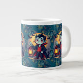 キュートな吸血鬼とランタンのかわいいハロウィン ジャンボコーヒーマグカップ (正面右)