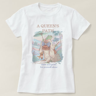 "キュートな和風の着物を着たカエル - 女王の道" Tシャツ