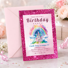キュートな城の女の子の誕生日 招待状