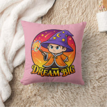キュートな夢を大きく描く魔法使い ピンクのスローピロー