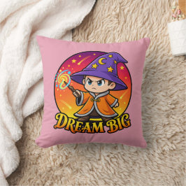 キュートな夢を大きく描く魔法使い ピンクのスローピロー クッション