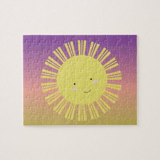 キュートな太陽の子供たち虹グラデーション ジグソーパズル (横)