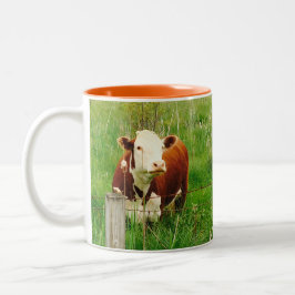 キュートな奇妙な牛の茶色の緑4Mal コーヒーマグカップ