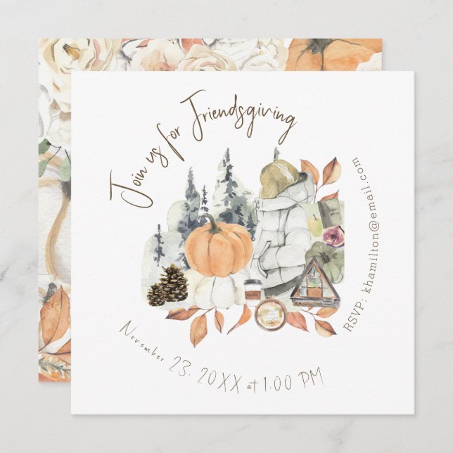 キュートな女の子の友情と感謝祭のディナー (正面/裏面)