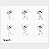 キュートな女の子シェフとケーキ図解入りの、写真付きのシール スクエアシール (シート)