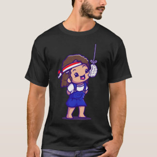 キュートな女食べ物の子のケルプクでインドネシア独立 Tシャツ