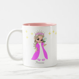 キュートな妖精のプリンセスと星のツートンカラー コーヒーマグ ツートーンマグカップ