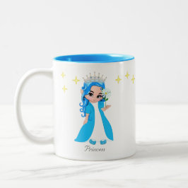 キュートな妖精のプリンセスと星 ツートーンマグカップ