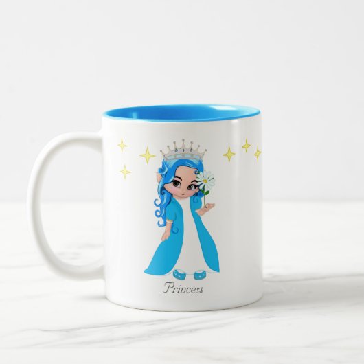 キュートな妖精のプリンセスと星 ツートーンマグカップ (左)