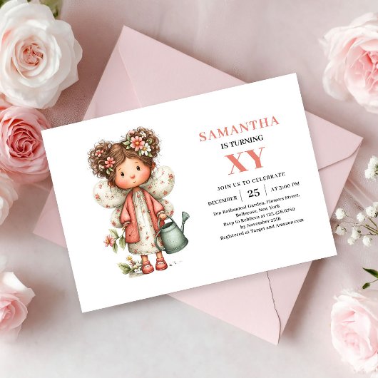 キュートな妖精の女の子の2歳の誕生日マジカルピンクの招待状 招待状