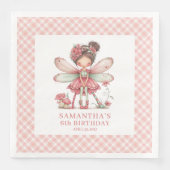 キュートな妖精の女の子 2歳の誕生日 ピンクの花のナプキン (正面)