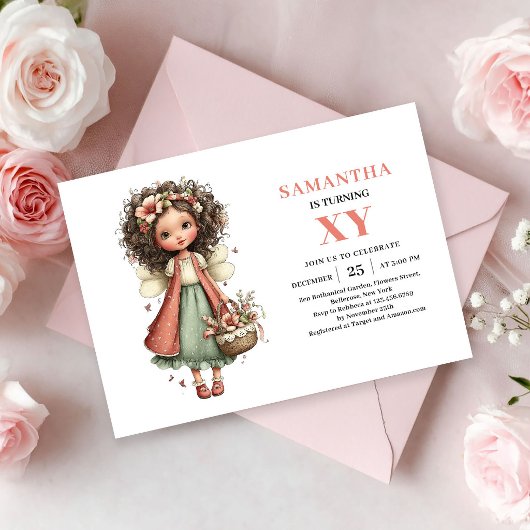 キュートな妖精の女の子 6歳の誕生日 ブッシュマジックの招待状 招待状