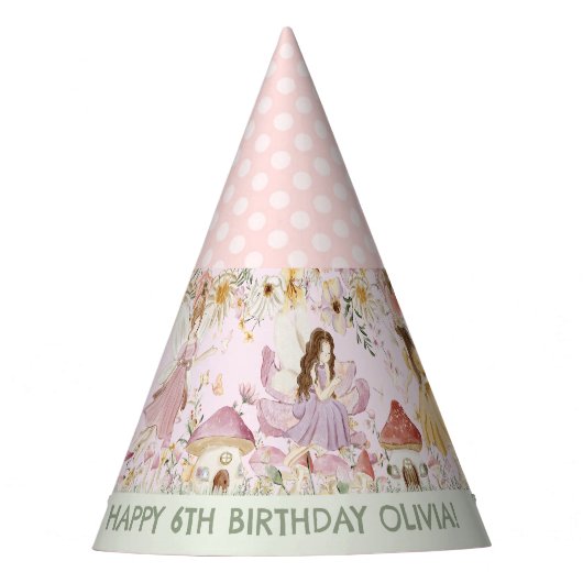 キュートな妖精の野の花の花 誕生日 パーティーハット (正面)