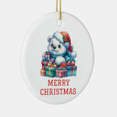キュートな子グマのクリスマス セラミックオーナメント (右)