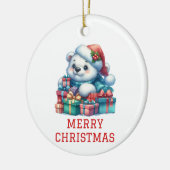 キュートな子グマのクリスマス セラミックオーナメント (左)