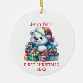 キュートな子グマのクリスマス セラミックオーナメント