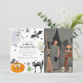 キュートな子供の楽しいハロウィンの写真 招待状 (スタンド正面)
