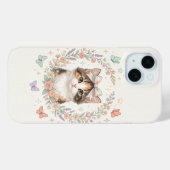 キュートな子猫とリボン+春の花 エス Case-Mate iPhoneケース (裏面 (横))