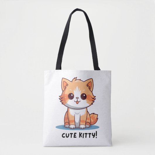 キュートな子猫のキャラクター トートバッグ (正面)