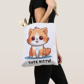 キュートな子猫のキャラクター トートバッグ (クローズアップ)