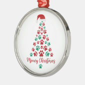 キュートな子猫のポープリントMeowyクリスマスツリー メタルオーナメント (左)