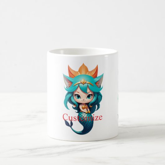 キュートな子猫の人魚 サンダーの入り江 コーヒーマグカップ (中央)