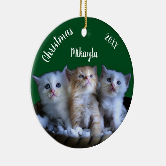 キュートな子猫クリスマスセラミックオーナメント セラミックオーナメント (右)