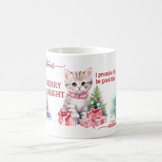 キュートな子猫メリーのクリスマス コーヒーマグカップ (中央)