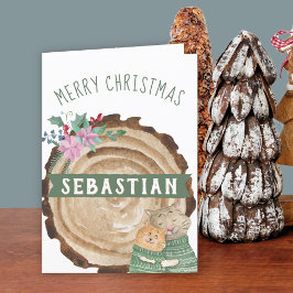 キュートな子猫素朴がクリスマスに シーズンカード