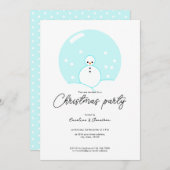 キュートな季節のスノーグローブクリスマスパーティー 招待状 (正面/裏面)