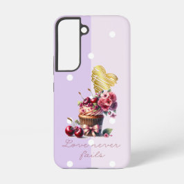キュートな宗教ドットチェリーフローラルカップケーキハート SAMSUNG GALAXY S22ケース