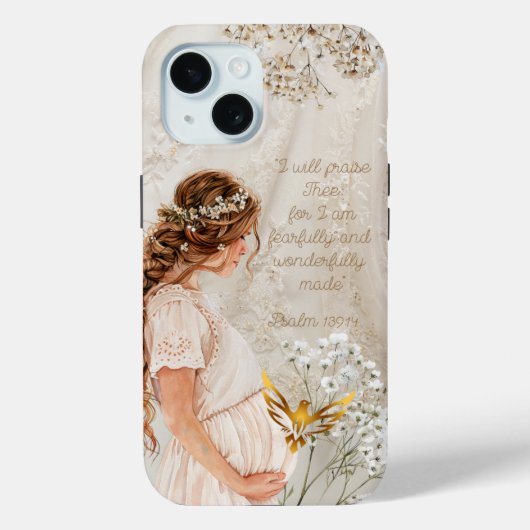キュートな宗教的な妊婦 レース フラワー ハト Case-Mate iPhoneケース (裏面)